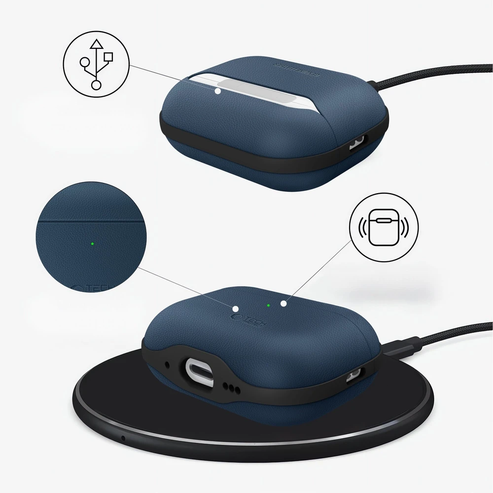 „Tech-Protect NaturalFit“ dėklas, skirtas „AirPods Pro 3“ – tamsiai mėlynas Mėlyna