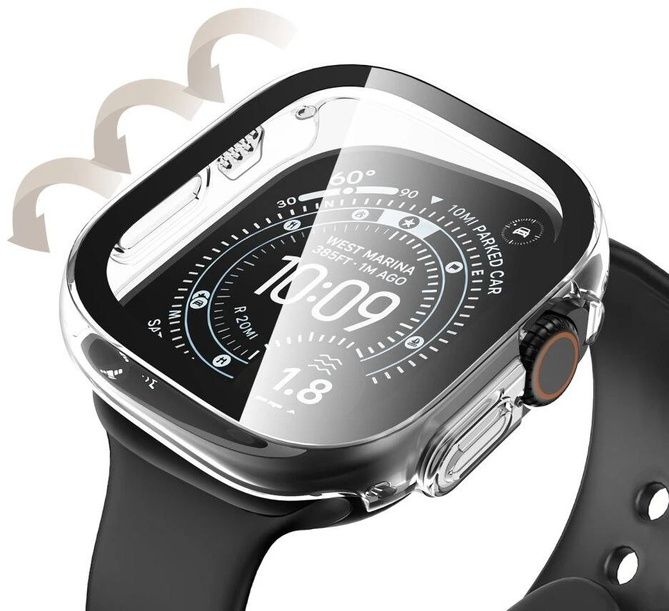 TECH-PROTECT DEFENSE 2 vnt. apsauga Apple Watch Ultra 1 / 2 / 3 / 4 (49 mm) juoda ir skaidri