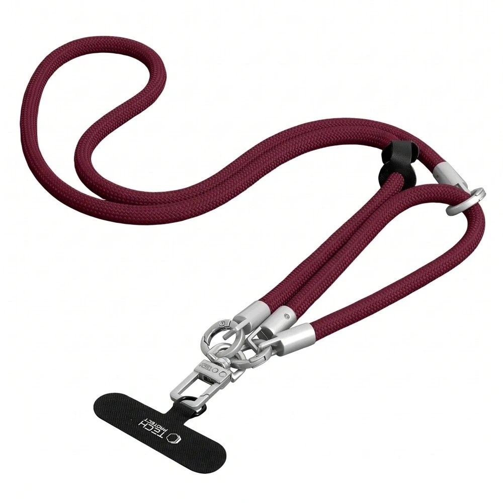 4kom.pl Smycz Tech-Protect C10S Rope Crossbody & Wrist Burgundy/titanium (THP6093)