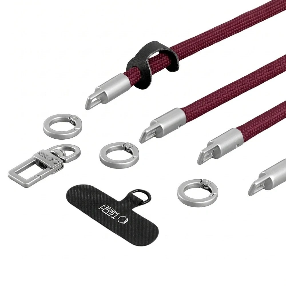 4kom.pl Smycz Tech-Protect C10S Rope Crossbody & Wrist Burgundy/titanium (THP6093)