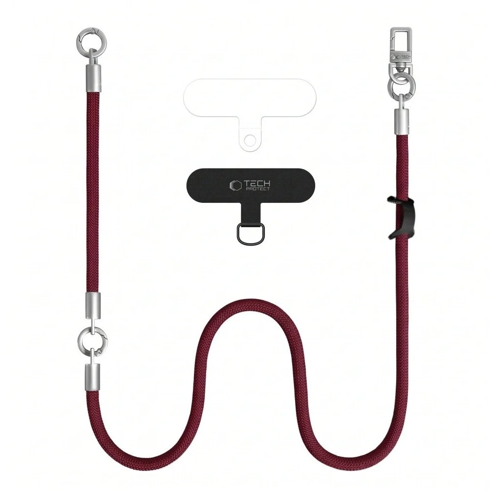 4kom.pl Smycz Tech-Protect C10S Rope Crossbody & Wrist Burgundy/titanium (THP6093)