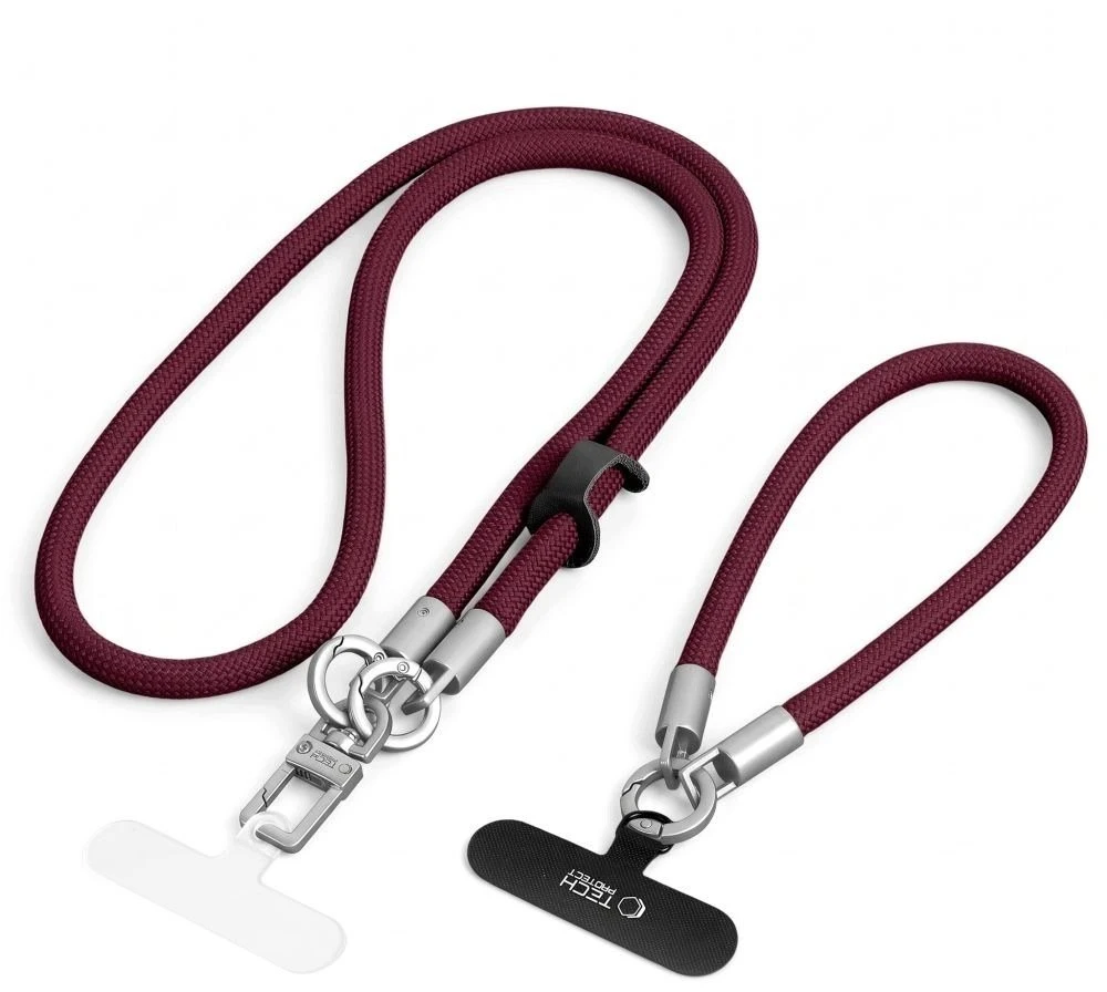 4kom.pl Smycz Tech-Protect C10S Rope Crossbody & Wrist Burgundy/titanium (THP6093)
