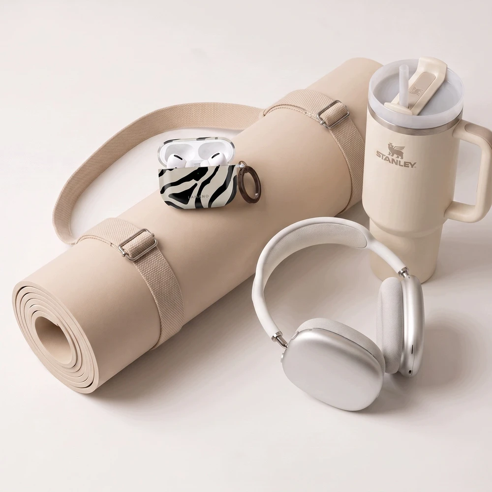 Tech-Protect Lamano dėklas AirPods 4 / 5 - juodas ir smėlio spalvos