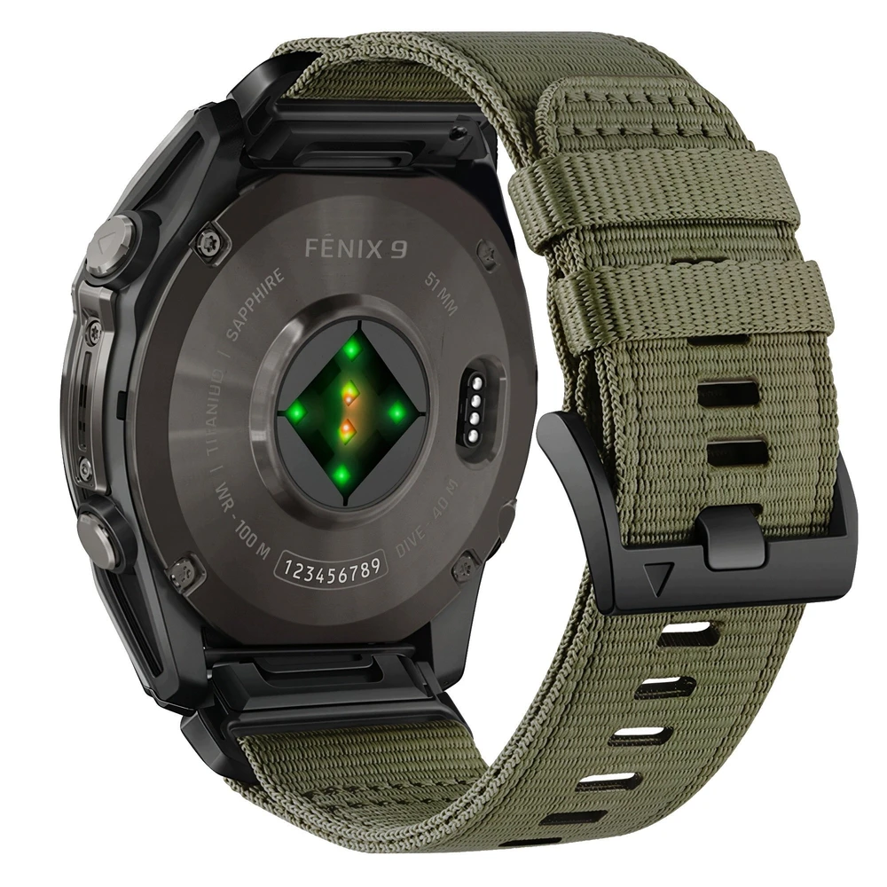 Tech-Protect Nylon Classic dirželis skirtas Garmin Fenix 5X / 5X Plus / 6X / 6X Pro / 7X / 8 / 8 Pro / 9 / 9 Pro (47 mm) – žalias