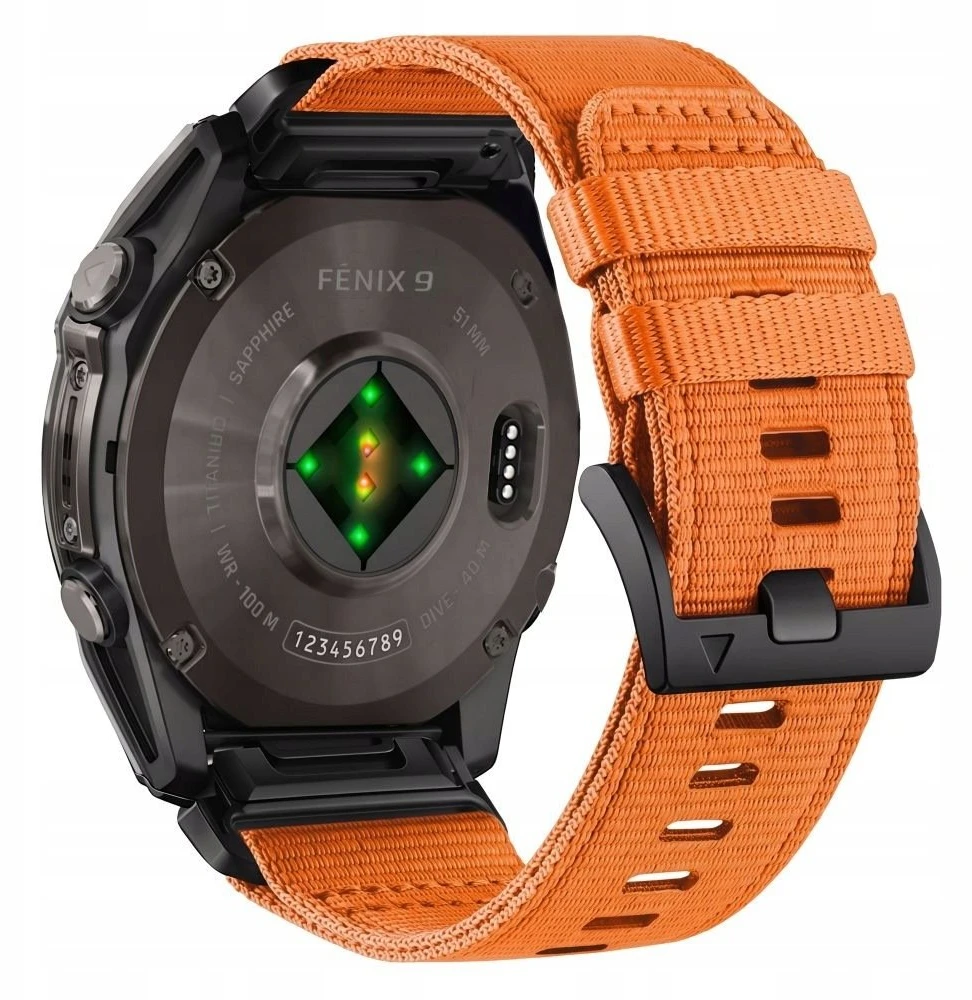 Tech-Protect Nailono klasikinis dirželis, skirtas Garmin Fenix ​​5X / 5X Plus / 6X / 6X Pro / 7X / 8 / 8 Pro / 9 / 9 Pro (51 mm) – Oranžinis