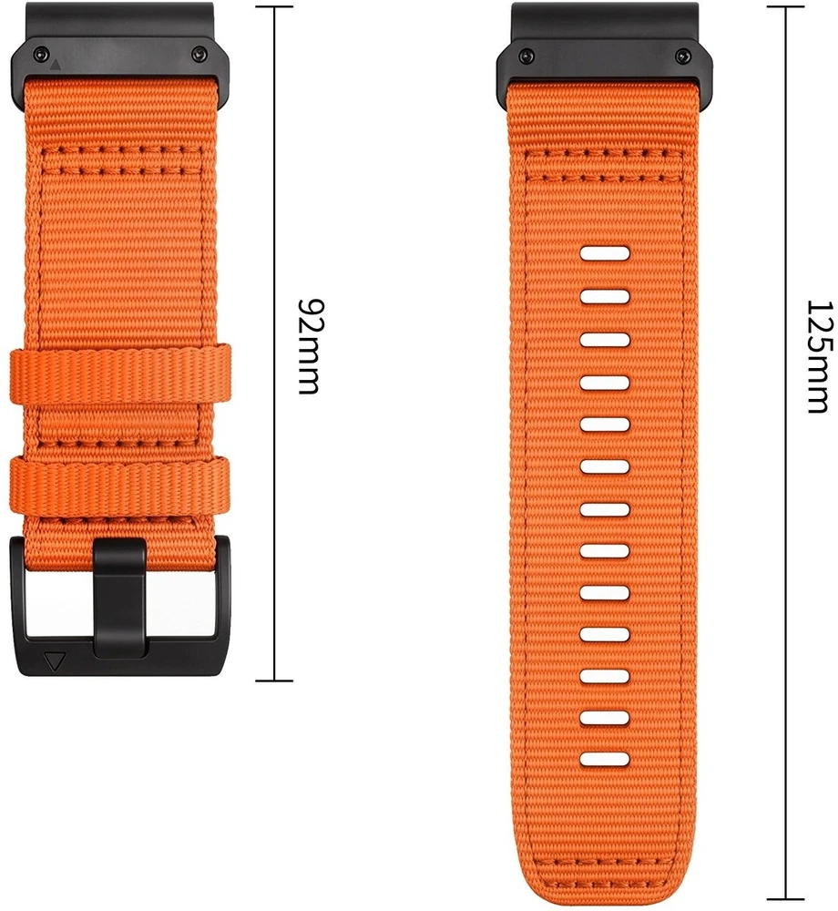 Tech-Protect Nylon Classic Strap for Garmin Fenix ​​5X / 5X Plus / 6X / 6X Pro / 7X / 8 / 8 Pro / 9 / 9 Pro (47 mm) - Oranžinis