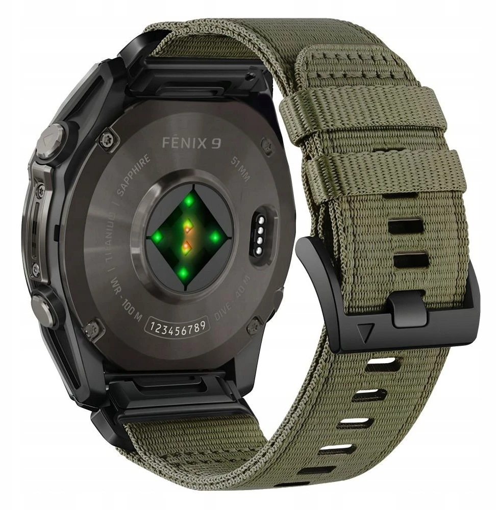 Tech-Protect Nylon Classic dirželis, skirtas Garmin Fenix 5X / 5X Plus / 6X / 6X Pro / 7X / 8 / 8 Pro / 9 / 9 Pro (51 mm) – žalias