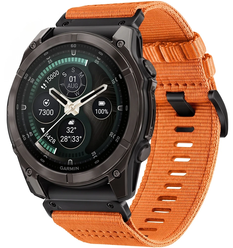Tech-Protect Nylon Classic Strap for Garmin Fenix ​​5X / 5X Plus / 6X / 6X Pro / 7X / 8 / 8 Pro / 9 / 9 Pro (47 mm) - Oranžinis
