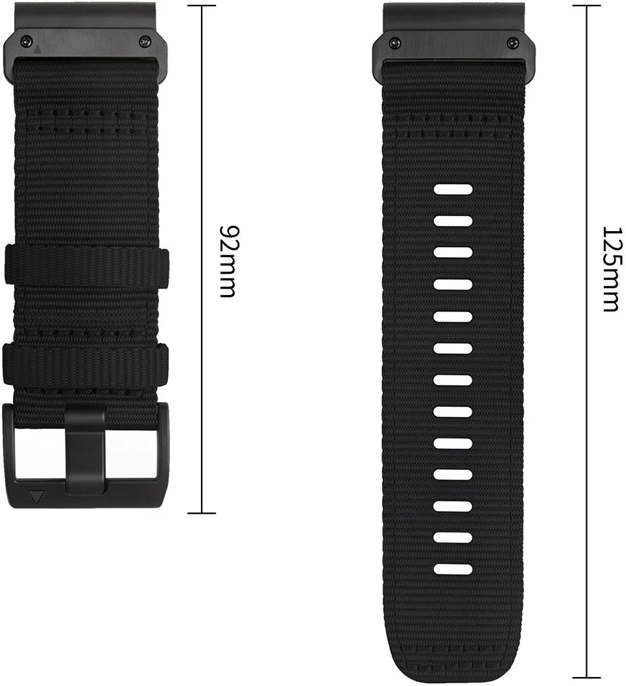 Tech-Protect Nylon Classic juosta skirtas Garmin Fenix 5X / 5X Plus / 6X / 6X Pro / 7X / 8 / 8 Pro / 9 / 9 Pro (47 mm) - Juodas