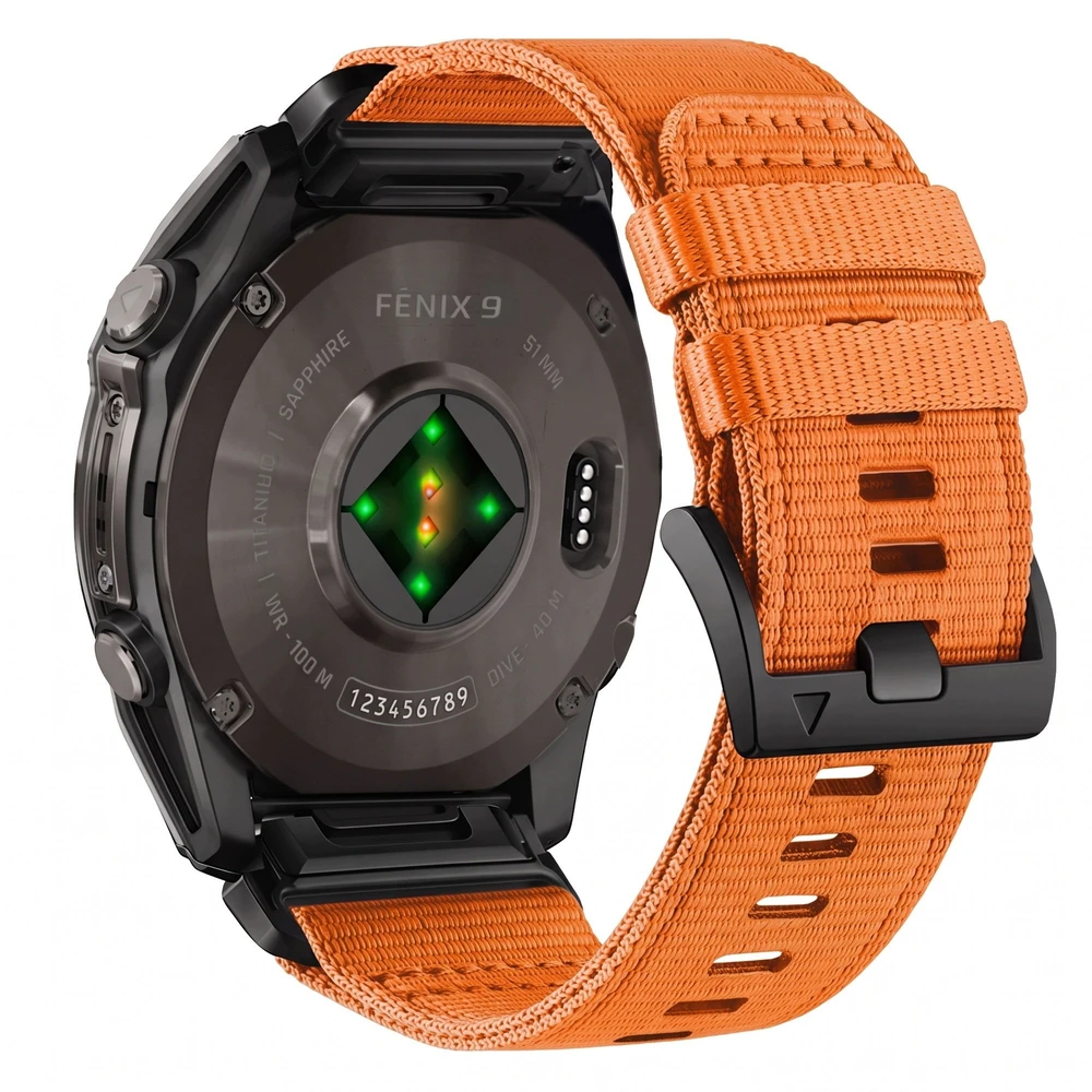 Tech-Protect Nylon Classic Strap for Garmin Fenix ​​5X / 5X Plus / 6X / 6X Pro / 7X / 8 / 8 Pro / 9 / 9 Pro (47 mm) - Oranžinis