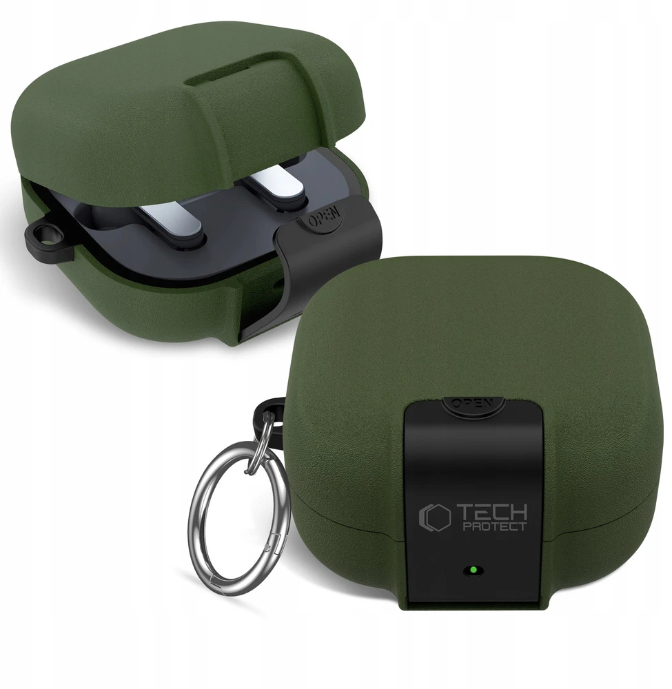 Dėklas Tech-Protect Slim Hook Samsung Galaxy Buds 4 / 4 Pro Olive žalios spalvos
