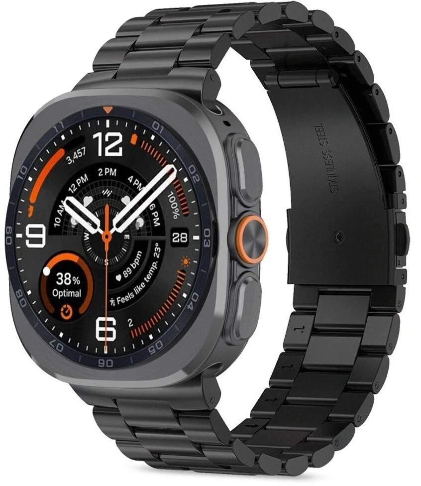 „Tech-Protect“ nerūdijančio plieno „Samsung Galaxy Watch Ultra 1 / 2“ 2024–2026 (47 mm) juoda