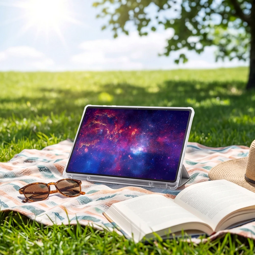 Planšetinio kompiuterio dėklas Strado-Tech TriFold, skirtas Samsung Galaxy Tab A11+ Plus 10.9 2025 / A9+ Plus 11 2023 – su stovu ir vieta rašikliui