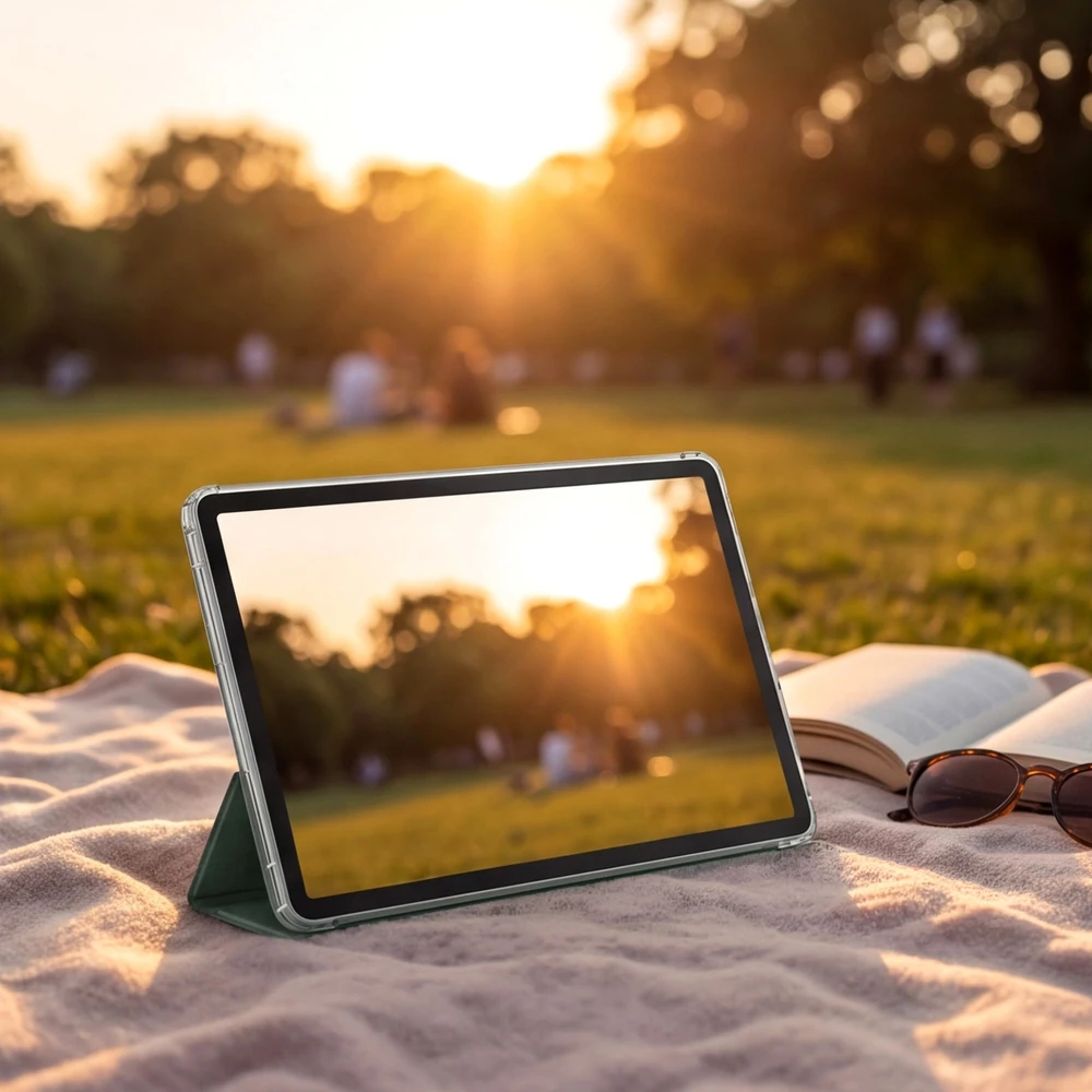 Planšetinio kompiuterio dėklas Strado-Tech TriFold, skirtas Samsung Galaxy Tab A11+ Plus 10.9 2025 / A9+ Plus 11 2023 – su stovu ir vieta rašikliui