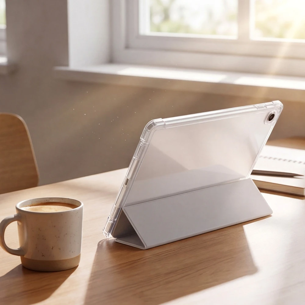 Planšetinio kompiuterio dėklas Strado-Tech TriFold, skirtas Samsung Galaxy Tab A11+ Plus 10.9 2025 / A9+ Plus 11 2023 – su stovu ir vieta rašikliui