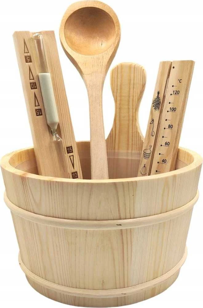 4Living medinė pirties statinė, plastikinis įdėklas, 4 l