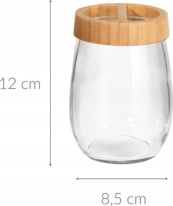 4Living dantų šepetėlio laikiklis LINA, stiklas ir bambukas