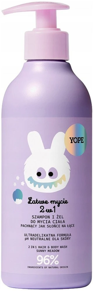4Organic Yope „Sun in the Meadow“ 2 viename šampūnas ir prausiklis vaikams, 400 ml
