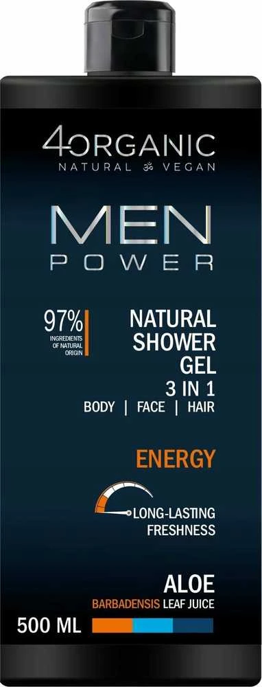 4Organic Men Power natūrali dušo želė 3in1 Energy 500ml