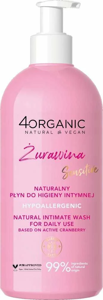 4Organic Natūralus intymios higienos skystis Cranberry 350ml
