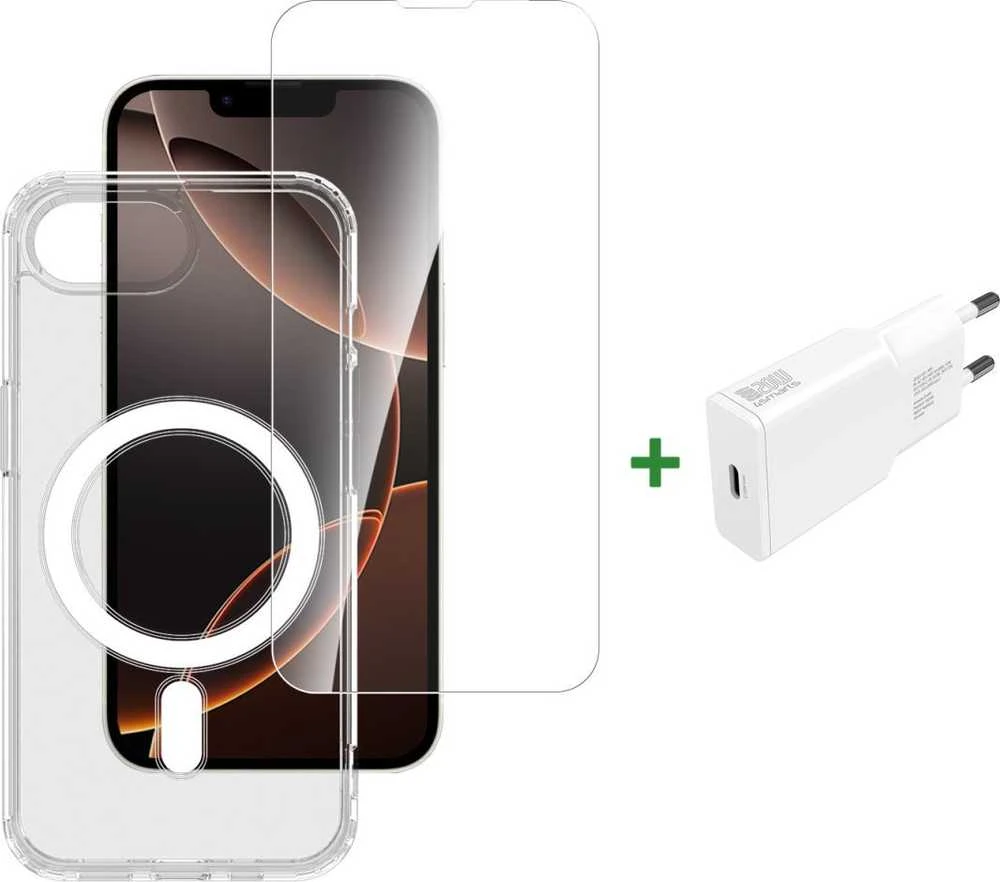 Dėklas „4smarts 3in1 Premium“ pradedančiųjų rinkinys, skirtas „Apple iPhone 16e“