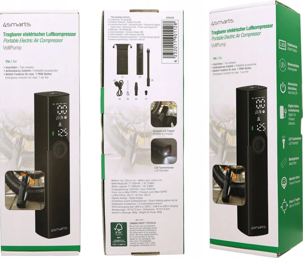 4smarts 4smarts Elektrische Mini-Luftpumpe VoltPump, universal