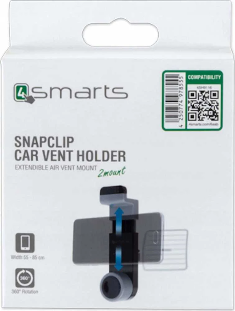 4Smarts Car Holder SnapClip (airvent), juodas