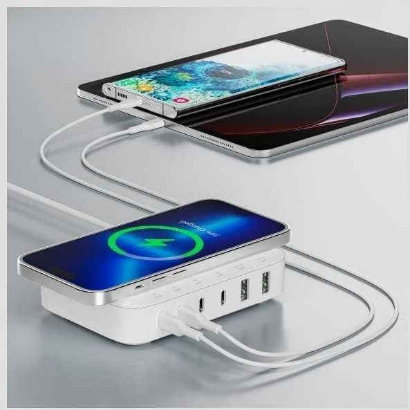 4smarts 7in1 100W įkrovimo stotelė su belaidžiu įkrovimu Baltas 540570