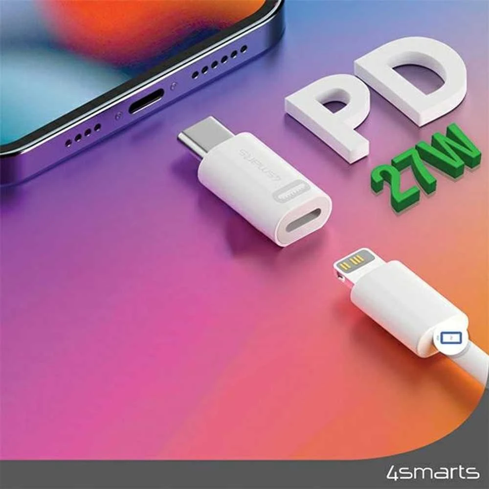 4smarts „Lightning“ į USB-C PD 27 W adapterių rinkinys, 2 vnt., be OTG ir audio funkcijos