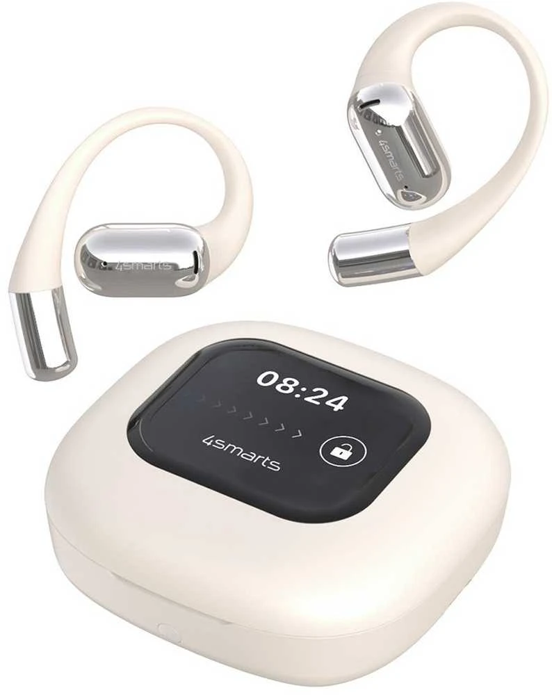 Bluetooth ausinės 4smarts SkyBuds OWS with AI screen beige