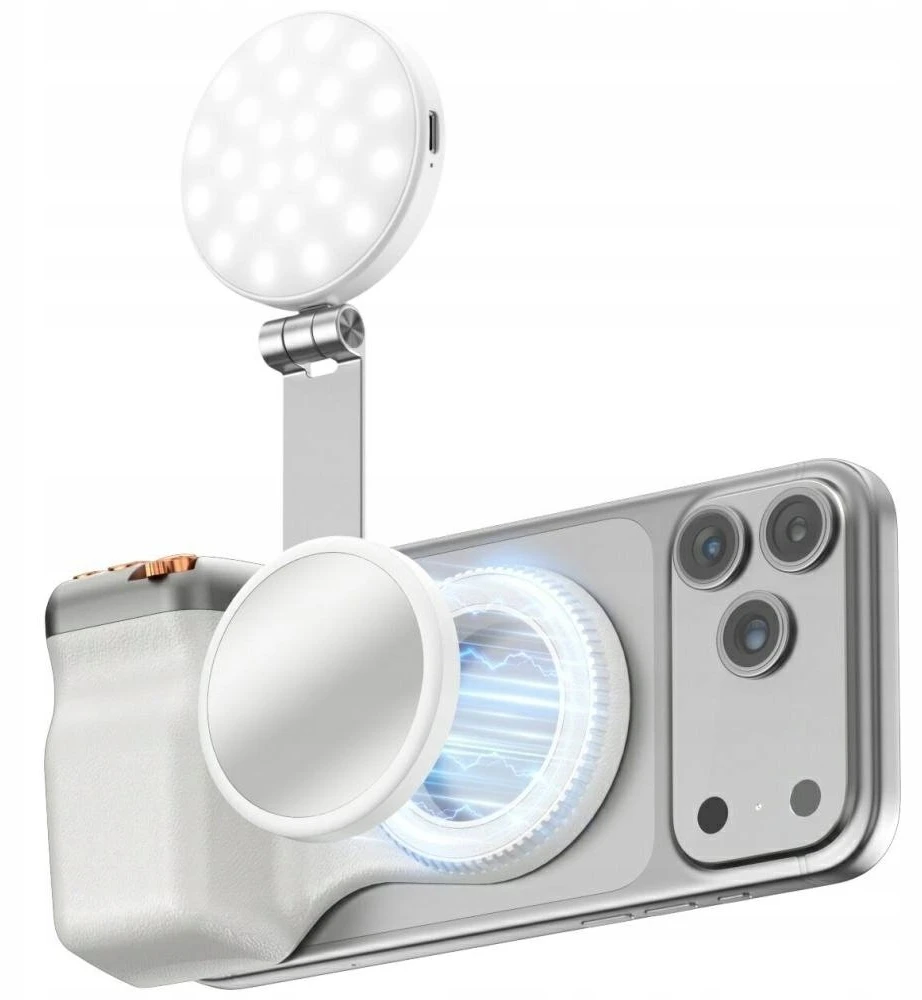 Magnetic smartphone holder with 4smarts photographic grip fill light and wireless control baltas