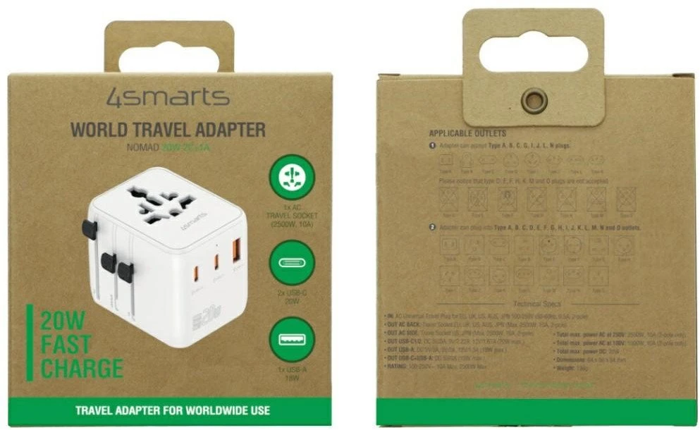 4smarts Nomad adapteris pakuotėje iš abiejų pusių