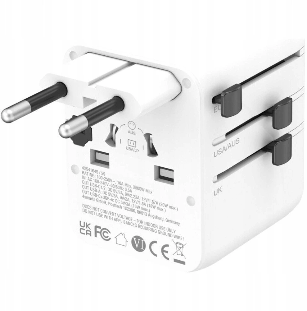 4smarts Adapteris kelioninis 4smarts Nomad GaN 20W 2C+1A balta