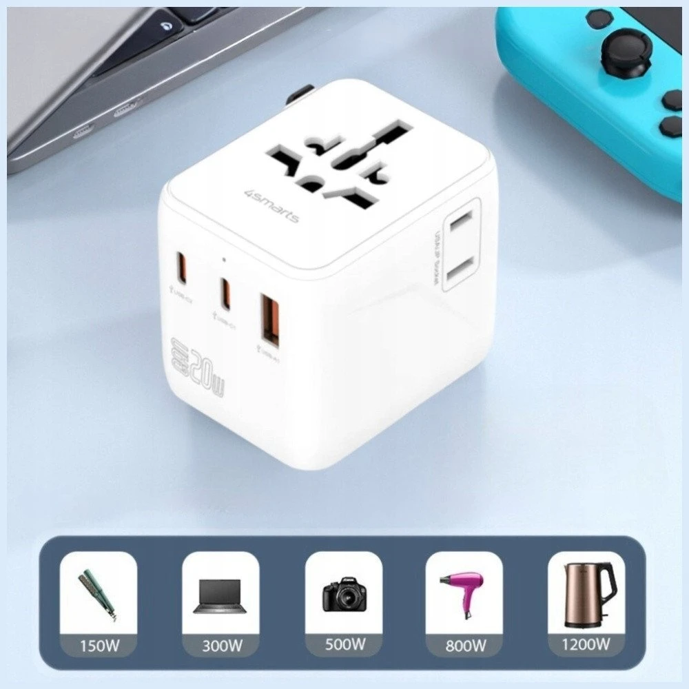4smarts Adapteris kelioninis 4smarts Nomad GaN 20W 2C+1A balta