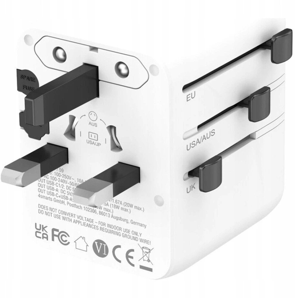 4smarts Adapteris kelioninis 4smarts Nomad GaN 20W 2C+1A balta