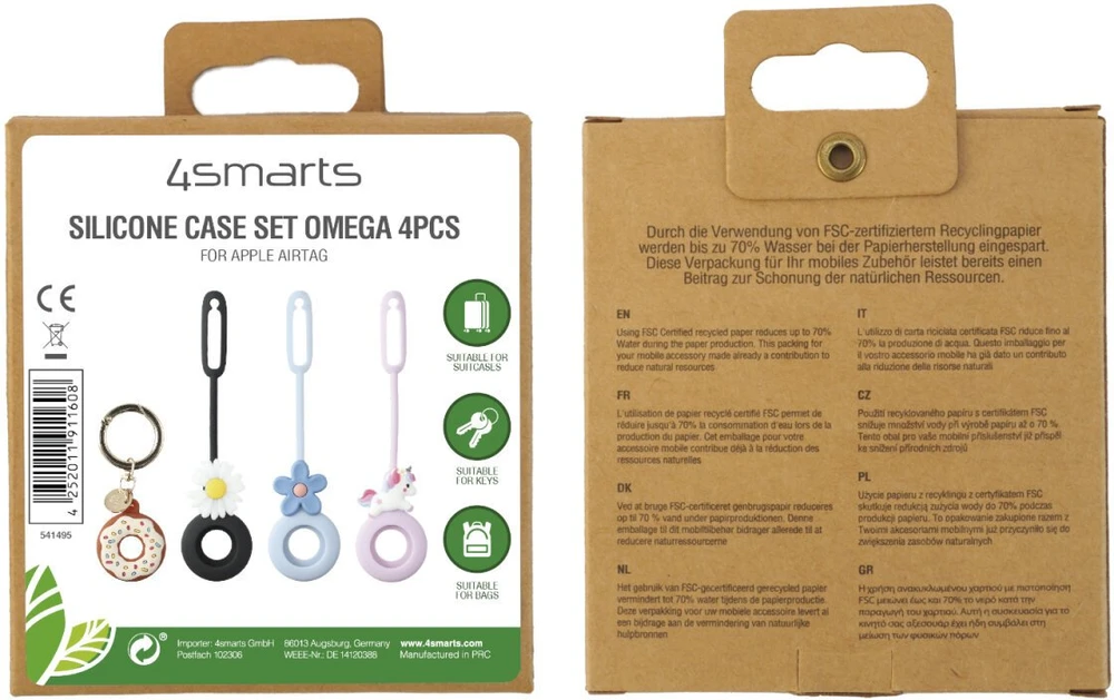 Dėklas 4smarts Set Omega silicone 4 pcs AirTag multicolour