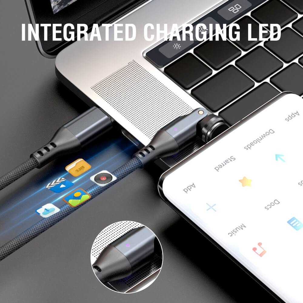 Kabelis 4smarts 540° Magnetic USB-C Kabelis Set GravityCord 240W 1.8m juodos spalvos