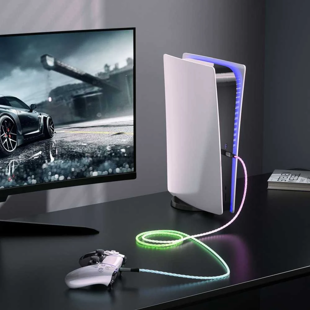 Kabelis 4smarts USB-C 60W 1.5m RGB