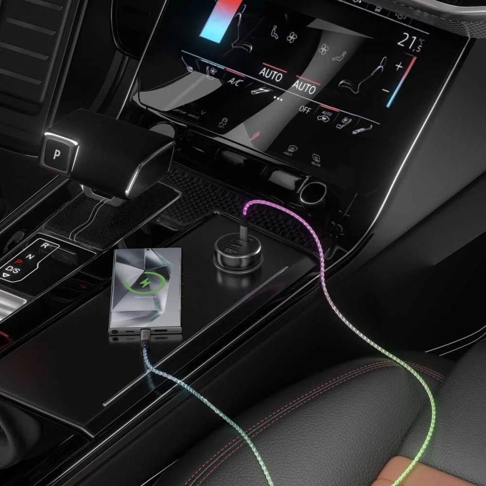 Kabelis 4smarts USB-C 60W 1.5m RGB