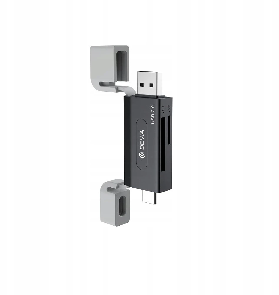 Devia kortelių skaitytuvas 2in1 EL239 USB/USB-C 2.0 juodos spalvos