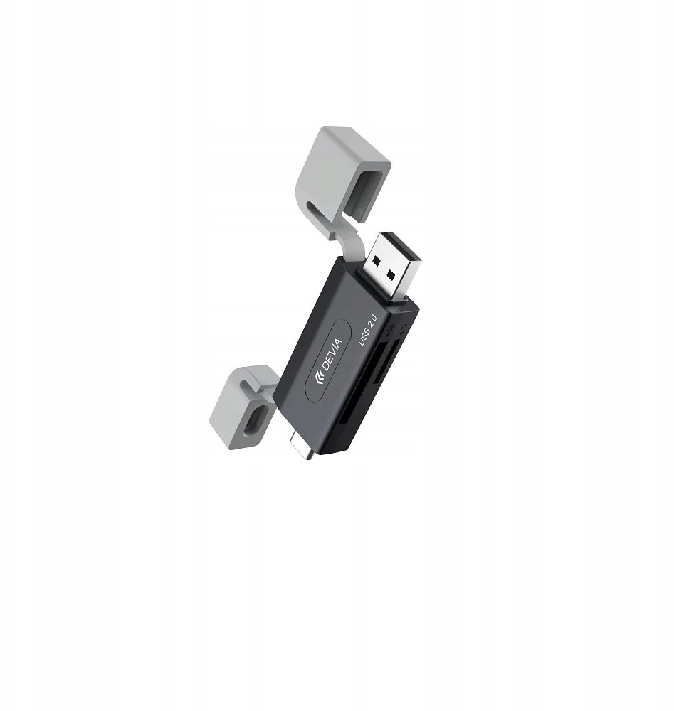 Devia kortelių skaitytuvas 2in1 EL239 USB/USB-C 2.0 juodos spalvos