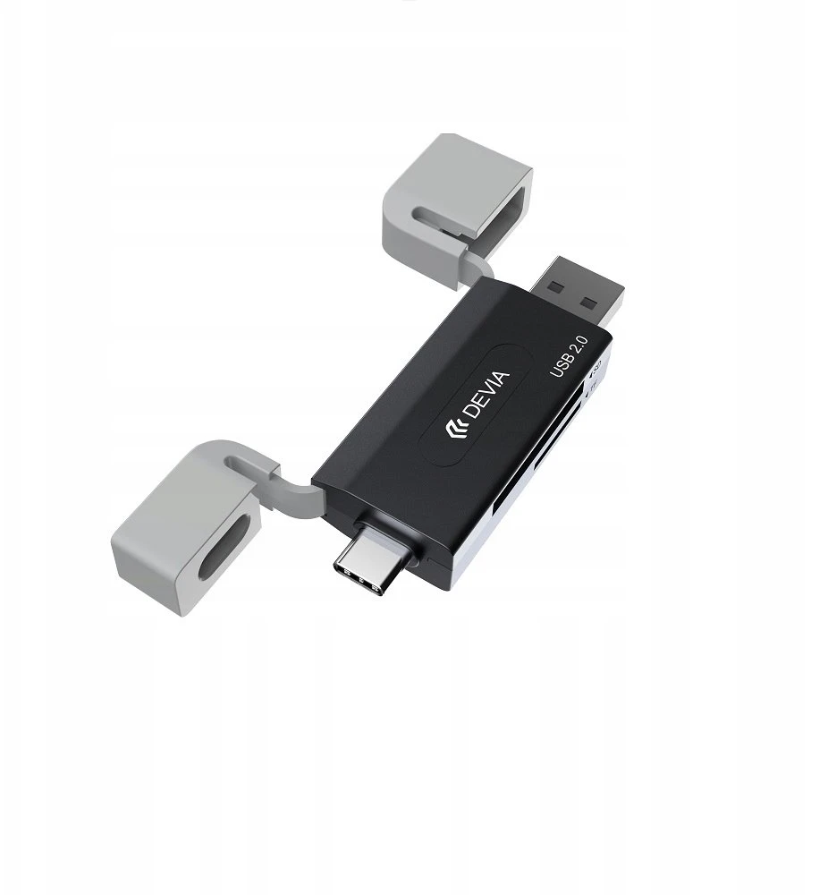 Devia kortelių skaitytuvas 2in1 EL239 USB/USB-C 2.0 juodos spalvos