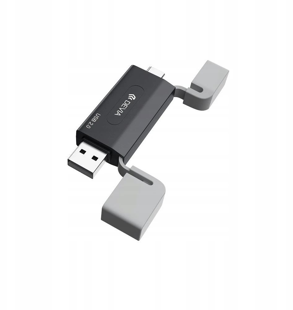 Devia kortelių skaitytuvas 2in1 EL239 USB/USB-C 2.0 juodos spalvos