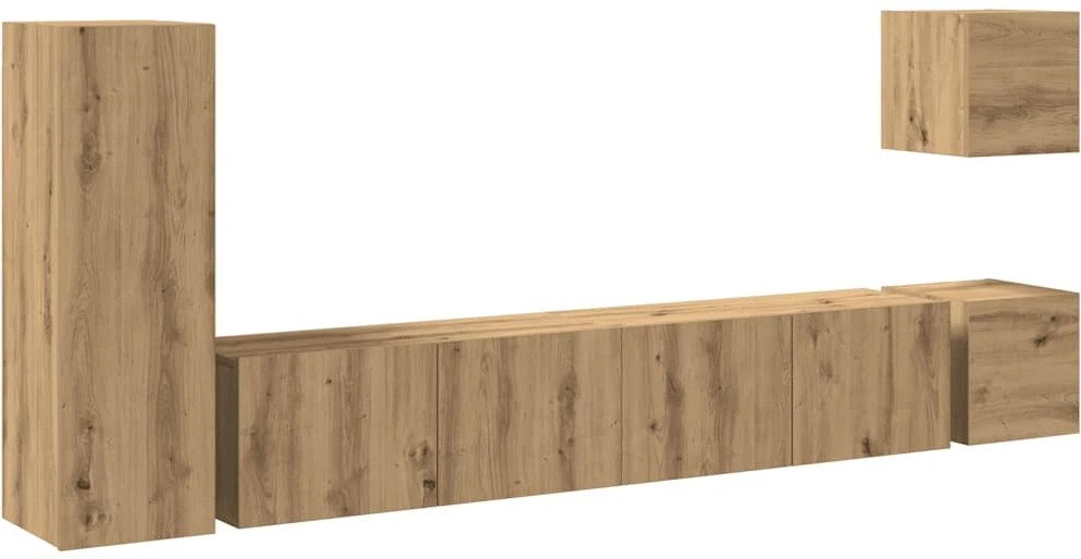 TV staliukas 5 dalių sieninis televizoriaus spintelės komplektas Artisan Oak