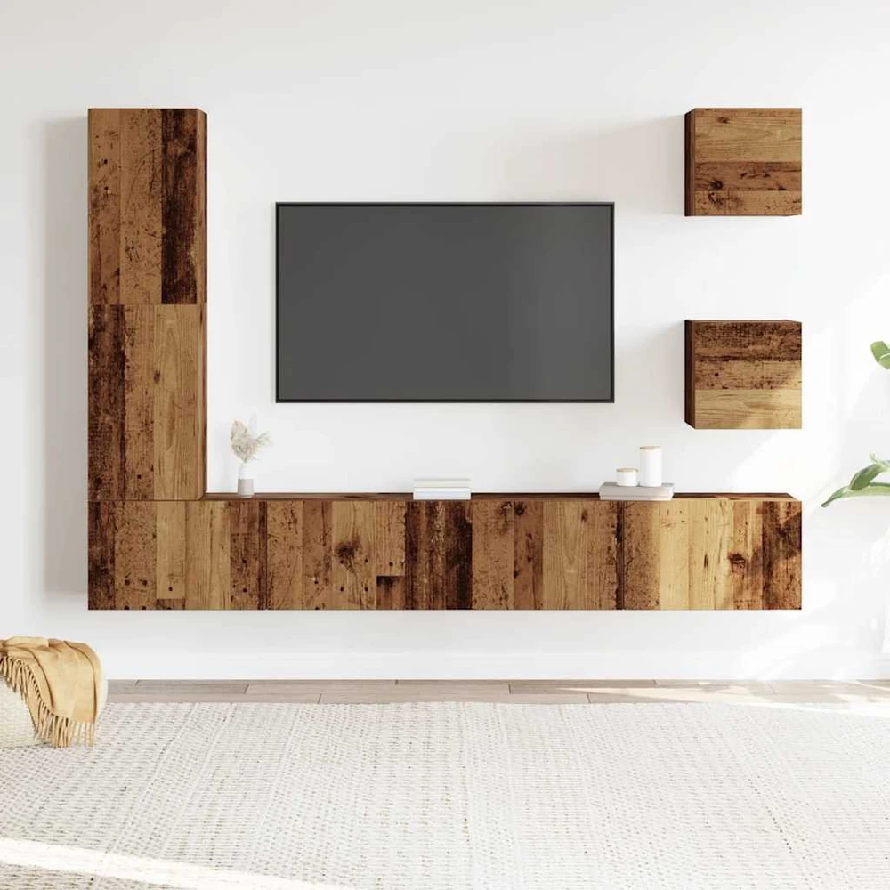 TV staliukas Sieninis televizoriaus spintelės komplektas, 5 dalių