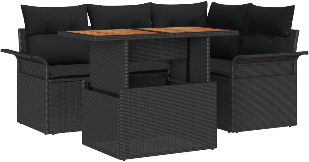 Sodo Sofų Rinkinys 5 vnt. Juoda