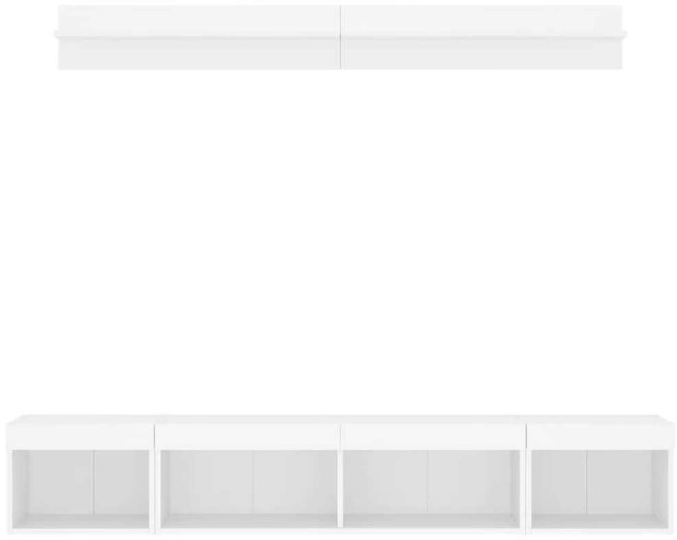 TV staliukas Sieninė TV sekcija su LED, 5 dalių, balta, apdirbta mediena