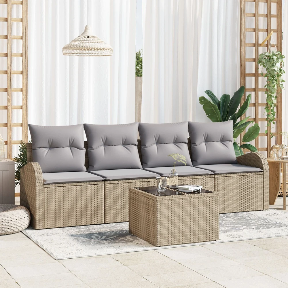 Sodo Sofų Rinkinys Smėlio 55 x 55 x 37 cm poliratanas