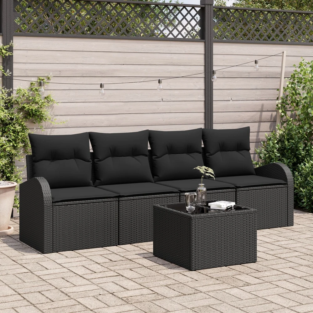 Sodo Sofų Rinkinys Juoda 55 x 55 x 37 cm poliratanas