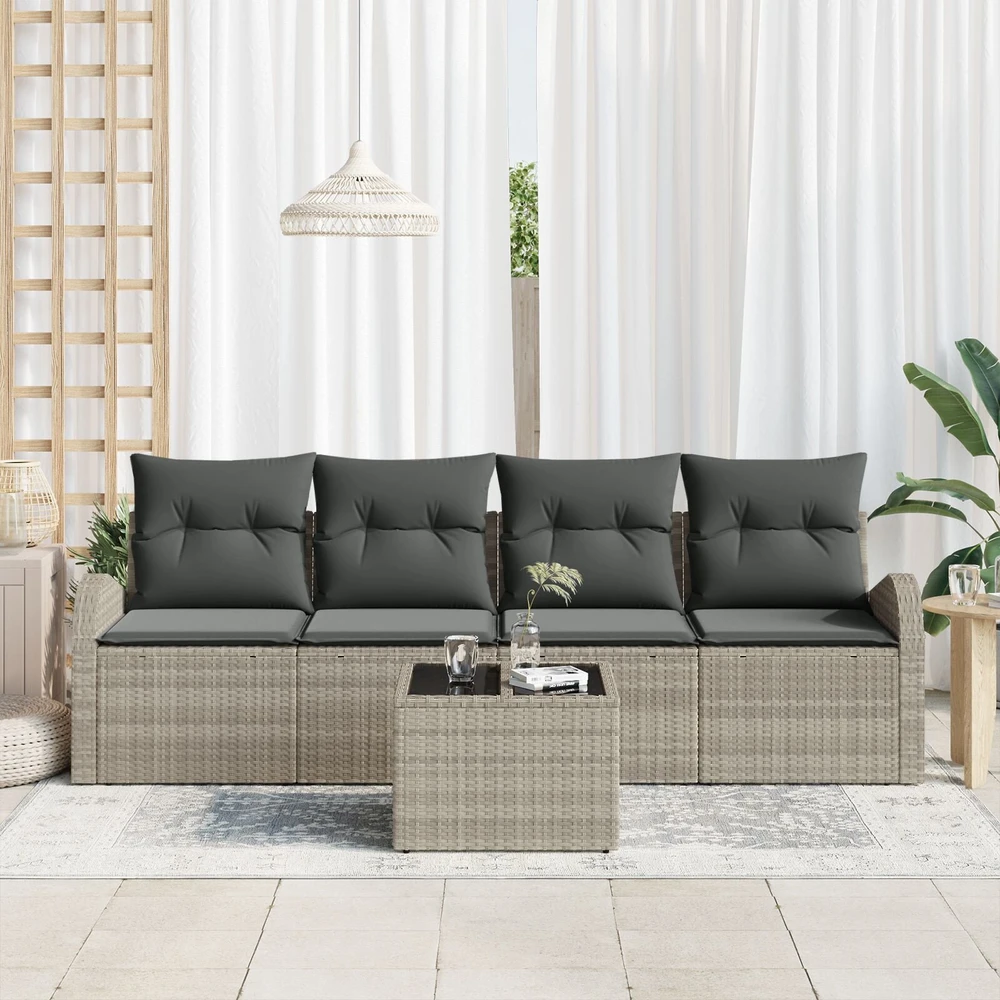 Sodo Sofų Rinkinys Šviesiai pilka 55 x 55 x 37 cm poliratanas